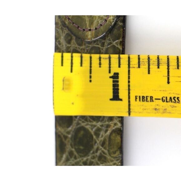 VTG GREEN ALLIGATOR CALFSKIN BEIGE ELASTIC 1"Wd CASUAL DRESS BELT Sz 40 (B36 - Picture 9 of 15